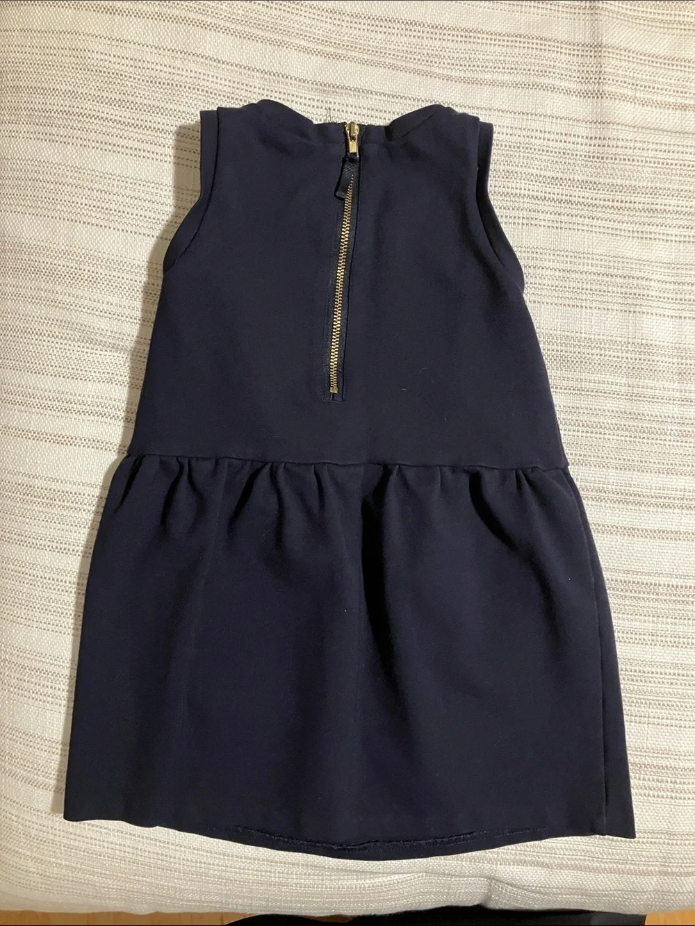 Girls Navy Sleeveless Pocket Dress with Gold Zippers